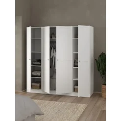 Kledingkast Lynn 4-deurs - wit - 200x196x62 cm