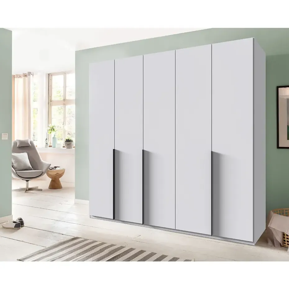 Kledingkast Milaan 5-deurs - wit - 208x225x58 cm