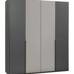 Kledingkast Milaan 4-deurs - grafiet/greige - 208x180x58 cm