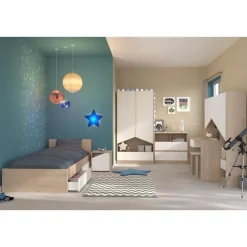 Kledingkast Shelby met 2 deuren en 1 lade - eik/wit