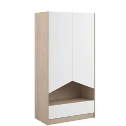 Kledingkast Shelby met 2 deuren en 1 lade - eik/wit