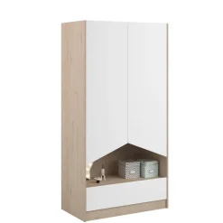 Kledingkast Shelby met 2 deuren en 1 lade - eik/wit