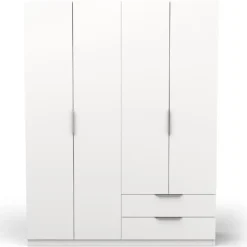 Kledingkast Spectre 157cm 4 deuren & 2 lades - mat wit