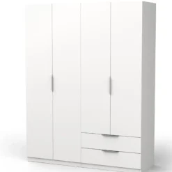 Kledingkast Spectre 157cm 4 deuren & 2 lades - mat wit