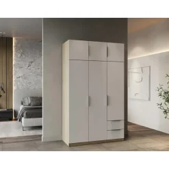 Kledingkast Spectre 120cm 6 deuren & 2 lades - mat wit/eik