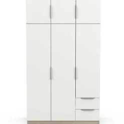Kledingkast Spectre 120cm 6 deuren & 2 lades - mat wit/eik