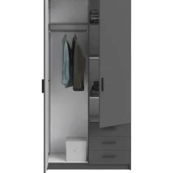Kledingkast Sprint 2-deurs - antracietkleur - 200x98,5x50 cm