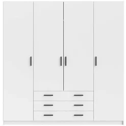 Kledingkast Sprint 4-deurs - wit - 200x196x50 cm
