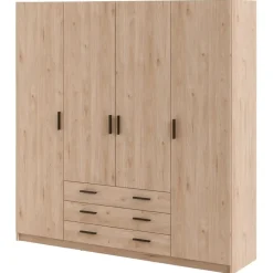 Kledingkast Sprint 4-deurs - eikenkleur - 200x196x50 cm