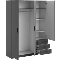 Kledingkast Sprint 3-deurs - antracietkleur - 200x147x50 cm