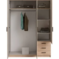 Kledingkast Sprint 3-deurs - eikenkleur - 200x147x50 cm