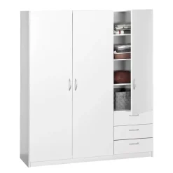 Kledingkast Varia 3-deurs - wit - 175x146x50 cm