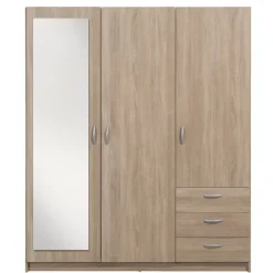 Kledingkast Varia 3-deurs inclusief spiegel - licht eiken - 175x146x50 cm
