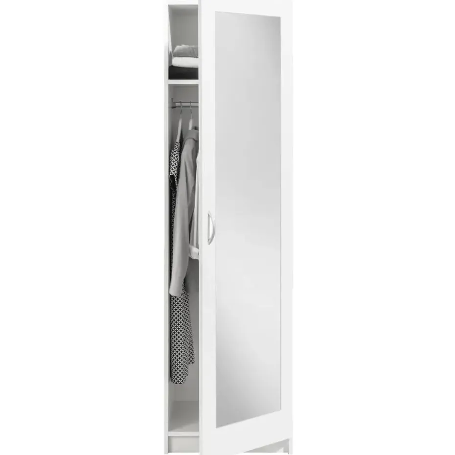Kledingkast Varia 1-deurs inclusief spiegel - wit - 175x49x50 cm