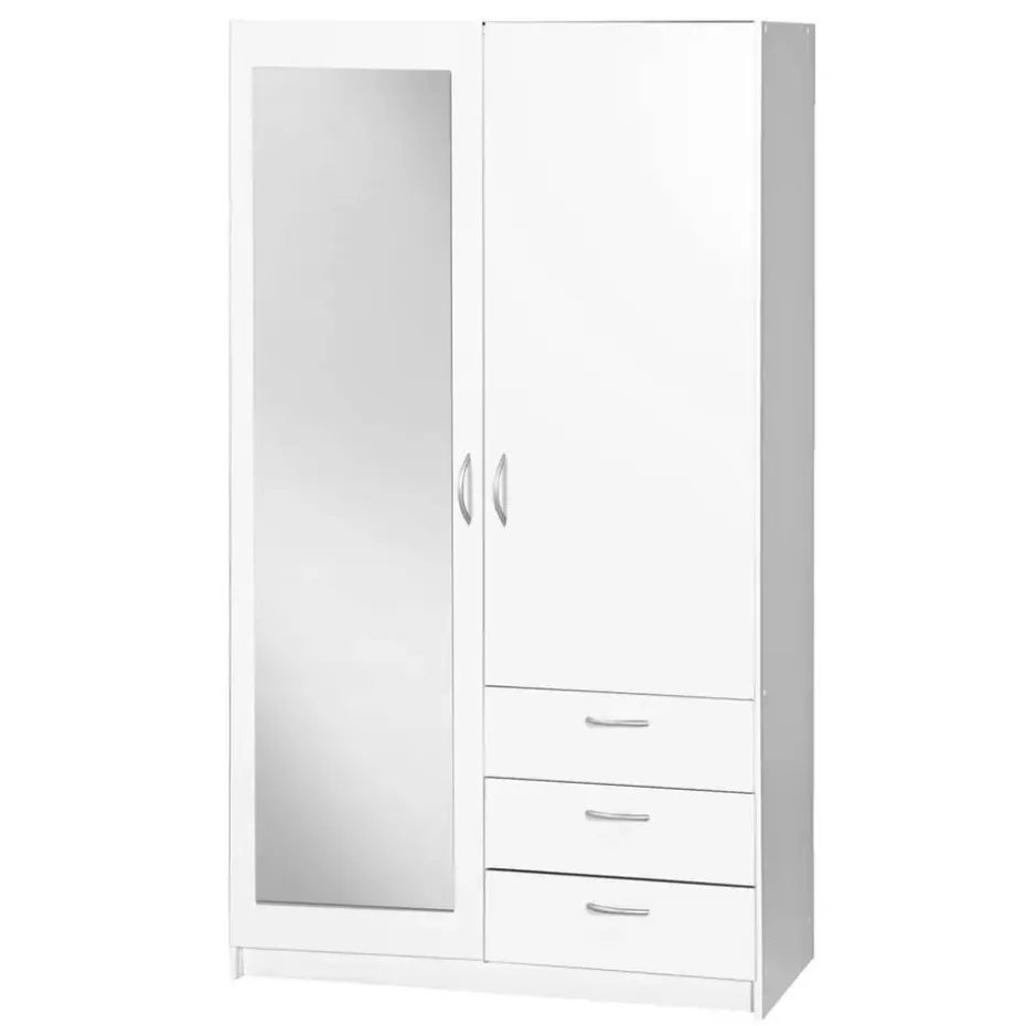 Kledingkast Varia 2-deurs met spiegel - wit - 175x97x50 cm
