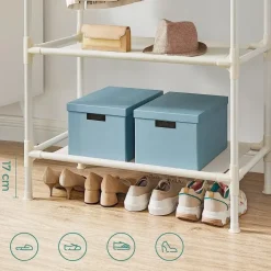 kledingrek, kapstok van metaal, met 2 kledingstangen, 1 plank