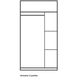 Kleerkast Lorrie 2 schuifdeuren, 1 kledingroede en 3 legplanken-Shannon eik