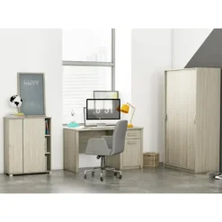 Kleerkast Lorrie 2 schuifdeuren, 1 kledingroede en 3 legplanken-Shannon eik