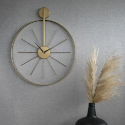 Klok - Luxe Gouden Ronde Hangende Klok - 55 x 65