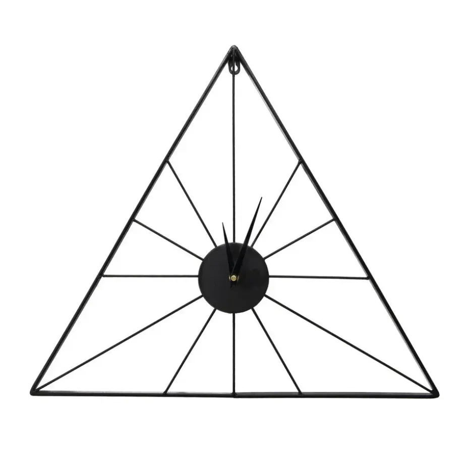 Klok - Luxe Zwarte Driehoek Hangende Klok
