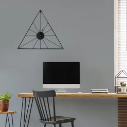 Klok - Luxe Zwarte Driehoek Hangende Klok