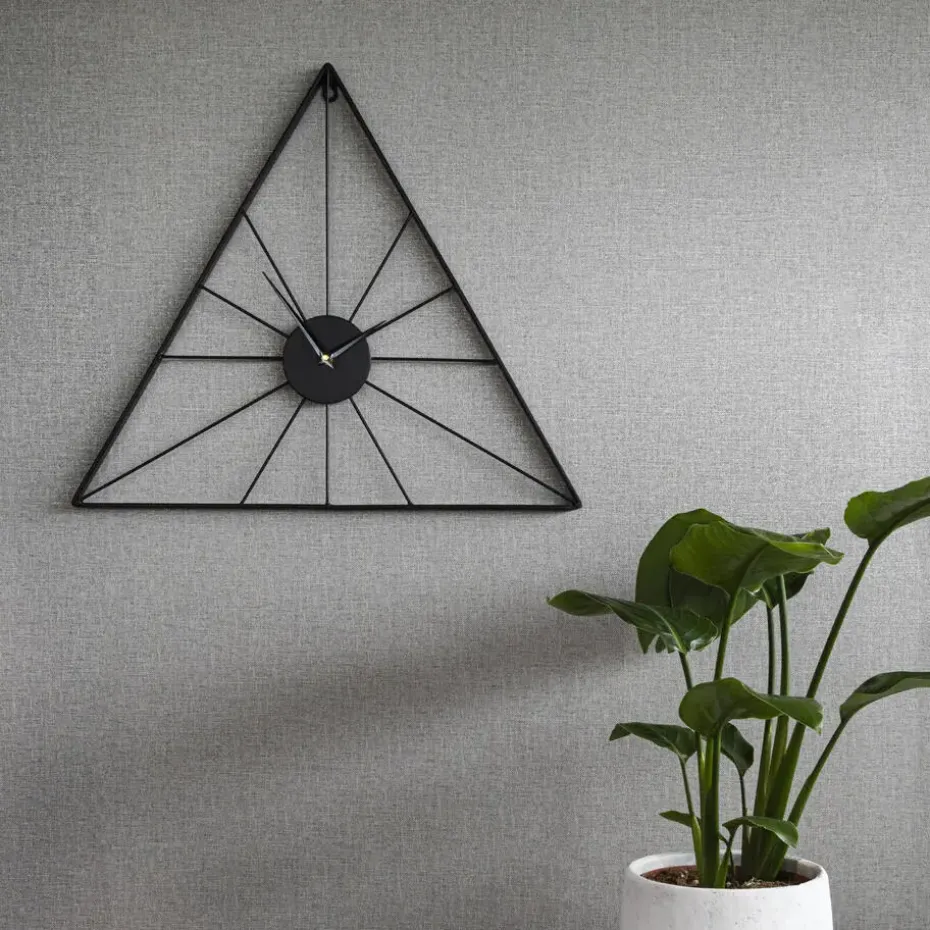 Klok - Luxe Zwarte Driehoek Hangende Klok