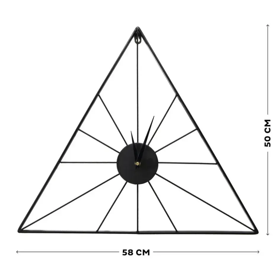 Klok - Luxe Zwarte Driehoek Hangende Klok