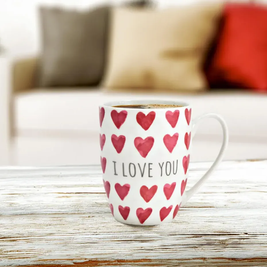 Koffiemok MR Lover Lover - 1x - Keramiek - wit/rood