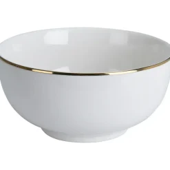 Kommetje/serveer schaaltje - wit/goud - D14 x 7 cm - porselein