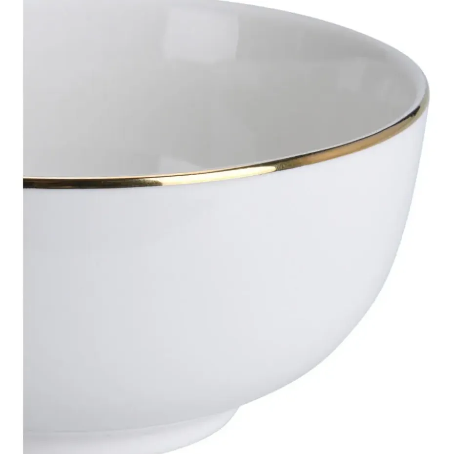 Kommetje/serveer schaaltje - wit/goud - D14 x 7 cm - porselein