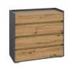 Kosmo - Commode met 4 laden in antraciet eiken spaanplaat
