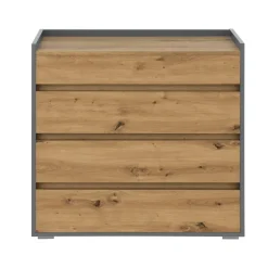 Kosmo - Commode met 4 laden in antraciet eiken spaanplaat