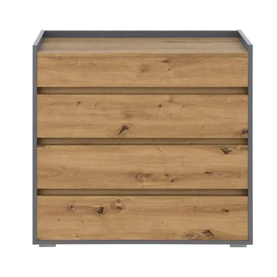 Kosmo - Commode met 4 laden in antraciet eiken spaanplaat