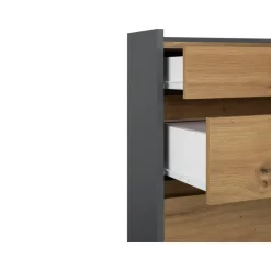 Kosmo - Commode met 4 laden in antraciet eiken spaanplaat
