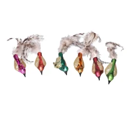 Krebs Decoratie vogels - 6x - op clip - gekleurd - 9 cm - glas