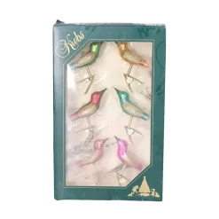 Krebs Decoratie vogels - 6x - op clip - gekleurd - 9 cm - glas