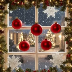 Krebs Kerstballen - 8 stuks - vuurrood - glas - 7 cm