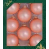 Krebs Kerstballen - 8 stuks - glas - koraal velvet roze - 7 cm