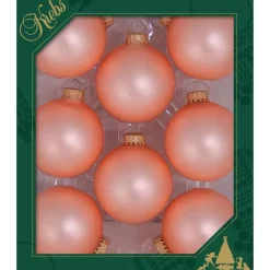 Krebs Kerstballen - 8 stuks - glas - koraal velvet roze - 7 cm