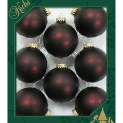 Krebs Kerstballen - 8 stuks - bruin-rood - glas - 7 cm