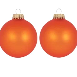 Krebs Kerstballen - wildfire velvet oranje - 8x - glas - 7 cm