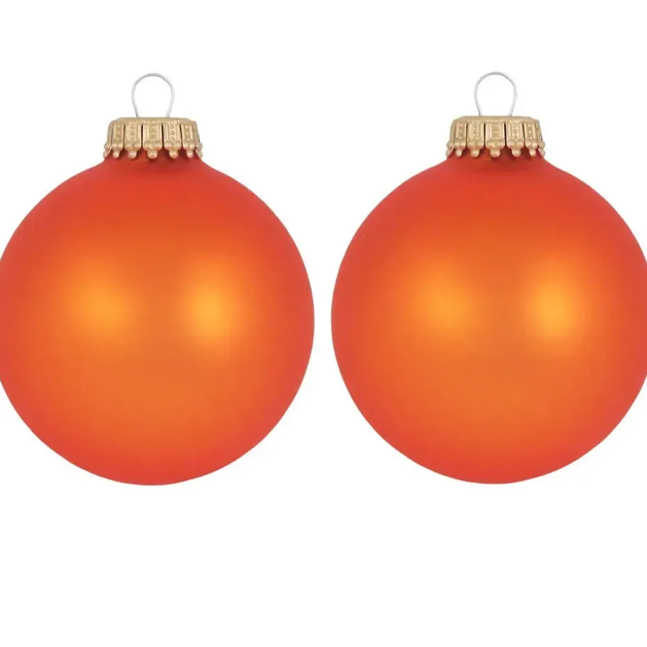 Krebs Kerstballen - wildfire velvet oranje - 8x - glas - 7 cm