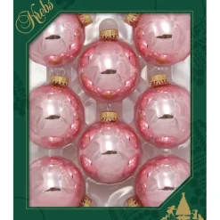 Krebs kerstballen - 8x st - pink blush lichtroze - 7 cm - glas