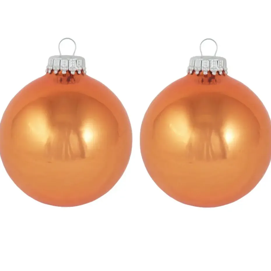 Krebs Kerstballen - 8x st - oranje - 7cm - glas - orange crunch