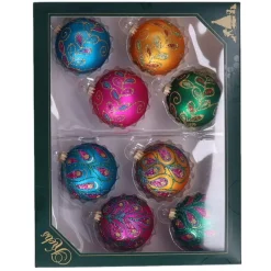 Krebs Luxe kerstballen - 8x st - gekleurd - D7 cm - glas