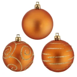Krist+ Kerstballen - 30x - oranje - kunststof - 6 cm