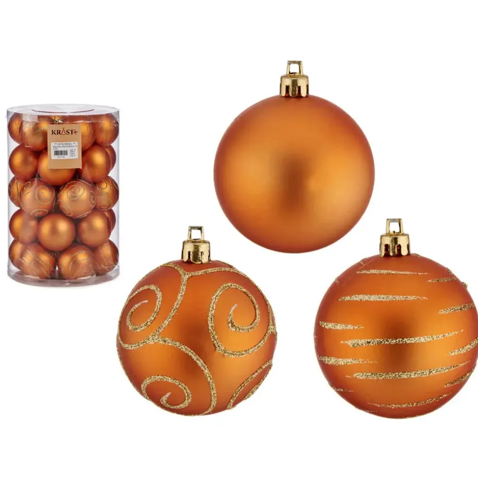 Krist+ Kerstballen - 30x - oranje - kunststof - 6 cm