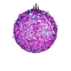 Krist+ kerstballen - 6x stuks - paars - kunststof - glitter