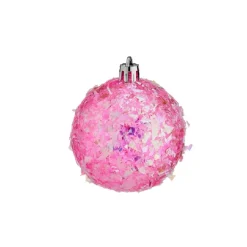 Krist+ kerstballen - 6x stuks - roze - kunststof - glitter