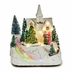 Krist+ Kerstdorp tafereel kerk - draaiende kerstboom